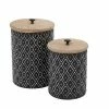Cheap ❤️ Grayson Lane Black Metal Jars - Set of 2 😀