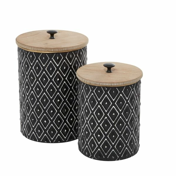 Cheap ❤️ Grayson Lane Black Metal Jars - Set of 2 😀 1 Cheap ❤️ Grayson Lane Black Metal Jars - Set of 2 😀