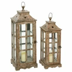 Wholesale ⭐ Grayson Lane 2-Candle Wood Lantern Candle Holder - Set of 2 🎁