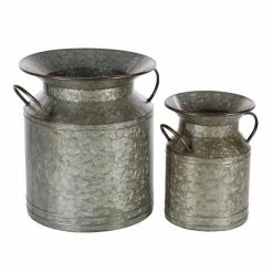 Hot Sale ✔️ Grayson Lane Grey Metal Jars - Set of 2 🔥