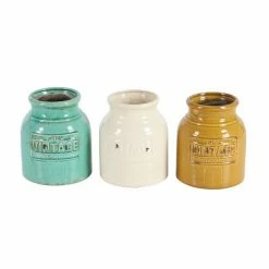 Deals 🔔 Grayson Lane Assorted Colour Terracotta Jar - Set of 3 💯