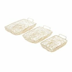 Budget 👍 Grayson Lane Gold Metal Trays - Set of 3 🤩 -GRAYSON LANE Sales 2022 330862837 AlternateImage4 l