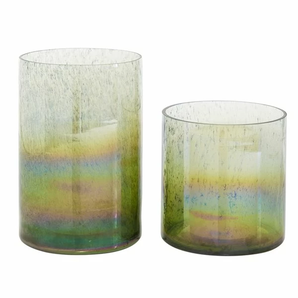 Brand new ❤️ Grayson Lane Green Glass Vases - Set of 2 👍 1 Brand new ❤️ Grayson Lane Green Glass Vases - Set of 2 👍