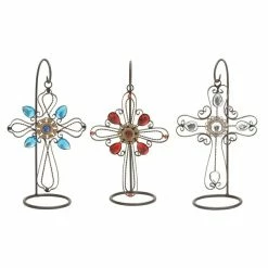 Hot Sale ❤️ Grayson Lane Assorted Colours Metal Cross Sculptures - Set of 3 🔥