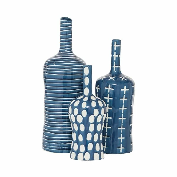 Hot Sale π Grayson Lane Blue Stoneware Vases - Set of 3 β€οΈ 5 Hot Sale π Grayson Lane Blue Stoneware Vases - Set of 3 β€οΈ - Image 5