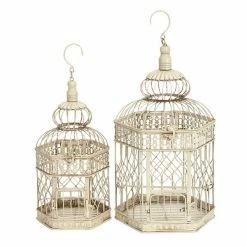 Budget 🧨 Grayson Lane Cream Metal Birdcages - Set of 2 🎁