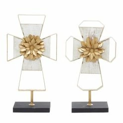 Best reviews of 🎉 Grayson Lane White and Gold Metal Cross Sculptures - Set of 2 👍 -GRAYSON LANE Sales 2022 330862936 AlternateImage3 l