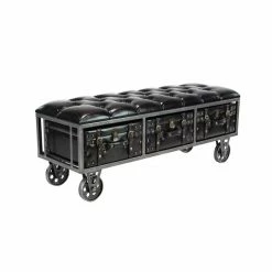 Coupon 🤩 Grayson Lane Industrial Shiny Black Storage Bench 🤩