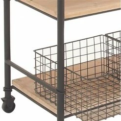 Budget ✔️ Grayson Lane Black Metal Base With Wood Top Kitchen Cart (48-in x 48-in x 32-in) 🛒 -GRAYSON LANE Sales 2022 330901641 AlternateImage3 l