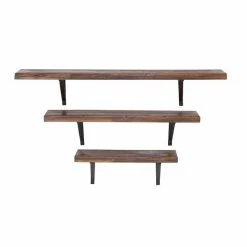New 👍 Grayson Lane 48-in L x 9-in H x 9-in D Industrial Black/Brown Wooden Wall Shelf - Set of 3 🥰