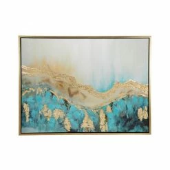 Buy 👍 Grayson Lane Gold Wood Framed 35.5-in H x 47.5-in W Abstract White Canvas Painting 🤩 -GRAYSON LANE Sales 2022 330901660 AlternateImage5 l