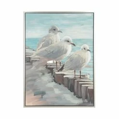 Deals 🎁 Grayson Lane Silver Wood Framed 47-in H x 36-in W Coastal Birds Canvas Painting 🌟