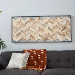 Deals 😉 Grayson Lane 22.80-in H x 51.80-in W Brown Teak Wood and Metal Farmhouse/Rustic Abstract Wall Accent ❤️ -GRAYSON LANE Sales 2022 330901686 AlternateImage2 l