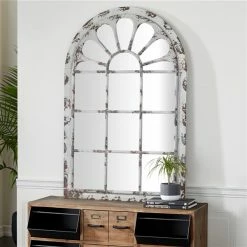 New 🤩 Grayson Lane 51.88-in L X 34.31-in W Vintage Arch White Framed Wall Mirror 🎁 -GRAYSON LANE Sales 2022 330901717 AlternateImage1 l