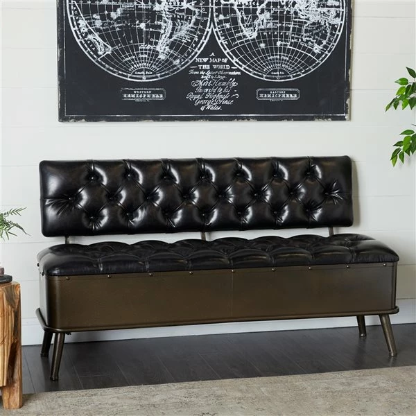 Cheapest ✨ Grayson Lane Industrial Black Iron and Brown Storage Bench 🌟 3 Cheapest ✨ Grayson Lane Industrial Black Iron and Brown Storage Bench 🌟 - Image 3