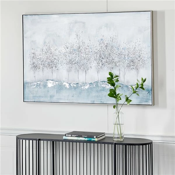 Best Pirce 👏 Grayson Lane Silver Wood Framed 31.5-in H x 47-in W Contemporary Canvas Painting 😍 2 Best Pirce 👏 Grayson Lane Silver Wood Framed 31.5-in H x 47-in W Contemporary Canvas Painting 😍 - Image 2