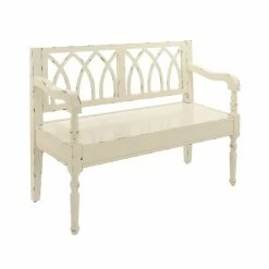Best deal 🎉 Grayson Lane Farmhouse Distressed White Wood Accent Bench 👍 -GRAYSON LANE Sales 2022 330901818 AlternateImage5 l
