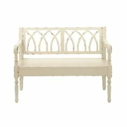 Best deal ๐ Grayson Lane Farmhouse Distressed White Wood Accent Bench ๐