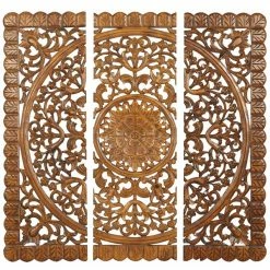 Cheapest โ Grayson Laneย 48-in H xย 16-in W Brown Wood Traditional Ornamental Wall Accent - 3-Pack ๐