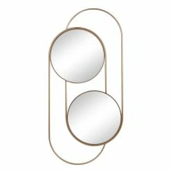 Promo 🎉 Grayson Lane 43-in L X 20-in W Contemporary Round Gold Framed Wall Mirror 🎁