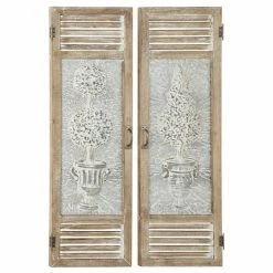 Promo 🌟 Grayson Lane 52-in H x 15-in W Brown Metal Farmhouse/Rustic Nature Wall Accent - 2-Pack 🔥