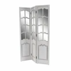 Best Sale ⭐ Grayson Lane 3-Panel White Mirrored Folding Country Style Room Divider 😉