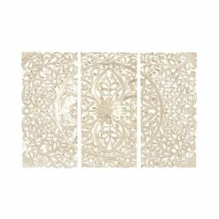 Buy 🌟 Grayson Lane 48-in H x 22-in W Cream Wood Traditional Floral and Botanical Wall Accent - 3-Pack 🎉