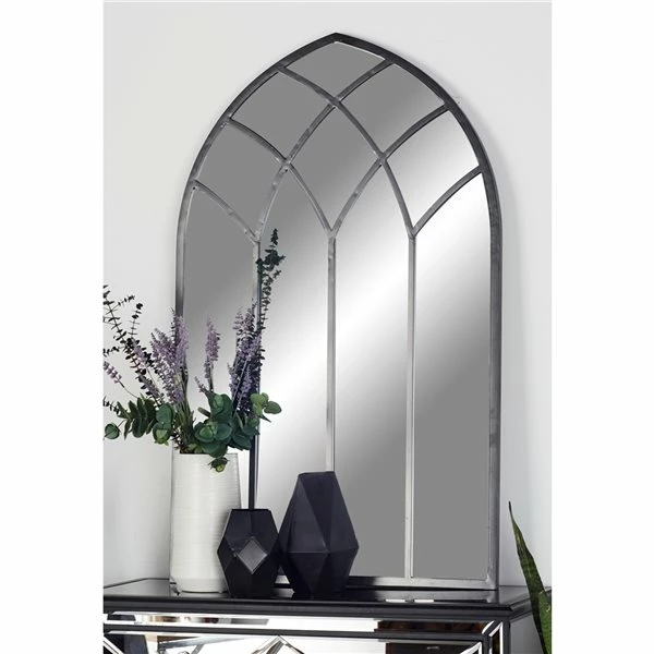 Budget 😍 Grayson Lane 48-in L X 30-in W Traditional Arch Grey Framed Wall Mirror 🧨 2 Budget 😍 Grayson Lane 48-in L X 30-in W Traditional Arch Grey Framed Wall Mirror 🧨 - Image 2