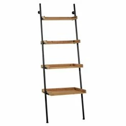 Deals 🌟 Grayson Lane 28-in D x 24-in W x 72-in H 4-Tier Leaning Wood Shelves ✨