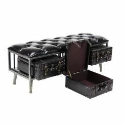 New 🎉 Grayson Lane Industrial Glossy Black Storage Bench 😉 -GRAYSON LANE Sales 2022 330901939 AlternateImage5 l