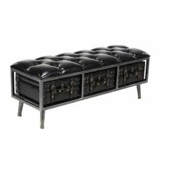 New 🎉 Grayson Lane Industrial Glossy Black Storage Bench 😉