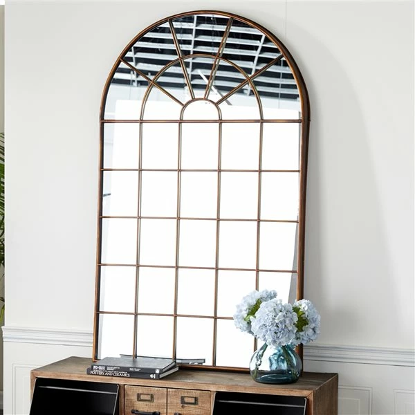 Cheapest ❤️ Grayson Lane 56.25-in L X 34.13-in W Traditional Arch Brown Framed Wall Mirror 😍 2 Cheapest ❤️ Grayson Lane 56.25-in L X 34.13-in W Traditional Arch Brown Framed Wall Mirror 😍 - Image 2