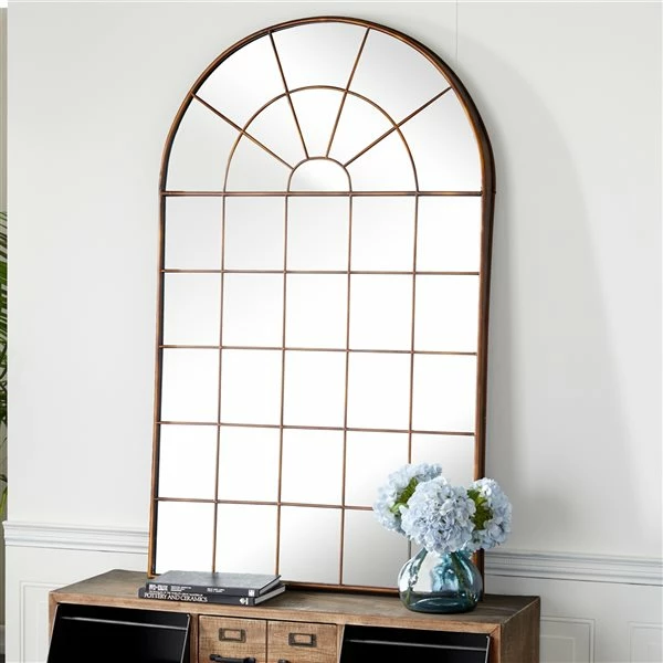 Cheapest ❤️ Grayson Lane 56.25-in L X 34.13-in W Traditional Arch Brown Framed Wall Mirror 😍 3 Cheapest ❤️ Grayson Lane 56.25-in L X 34.13-in W Traditional Arch Brown Framed Wall Mirror 😍 - Image 3