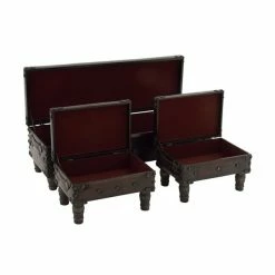 Outlet 🥰 Grayson Lane Industrial Dark Brown/Maroon Storage Bench - Set of 3 🎉 -GRAYSON LANE Sales 2022 330902015 AlternateImage5 l