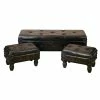 Outlet 🥰 Grayson Lane Industrial Dark Brown/Maroon Storage Bench - Set of 3 🎉