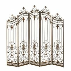 Promo 🎁 Grayson Lane 5-Panel Brown Metal Folding Eclectic Style Room Divider ⌛