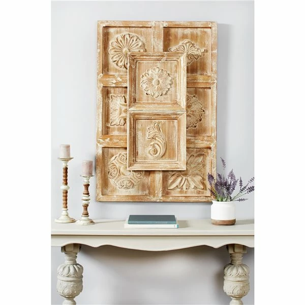 Coupon ⌛ Grayson Lane 48-in H x 32-in W Brown Wood and MDF Vintage Ornamental Wall Accent 👍 2 Coupon ⌛ Grayson Lane 48-in H x 32-in W Brown Wood and MDF Vintage Ornamental Wall Accent 👍 - Image 2