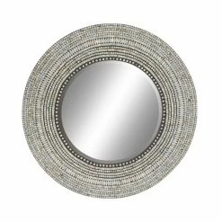 Best Sale π Grayson LaneΒ 39.19-in L XΒ 39.19-in W Coastal Round Grey Framed Wall Mirror π