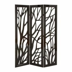 New ⌛ Grayson Lane 3-Panel Black Wood Folding Eclectic Style Room Divider 🔔
