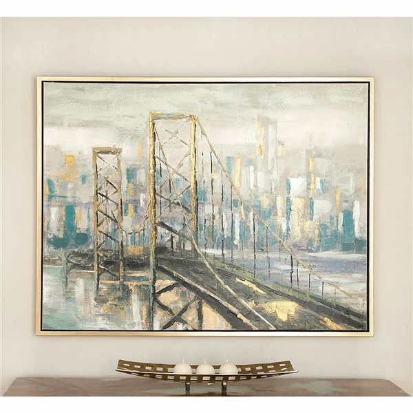 Wholesale ❤️ Grayson Lane Gold Wood Framed 36-in H x 47-in W Cityscape Light Brown Canvas Painting 😀 2 Wholesale ❤️ Grayson Lane Gold Wood Framed 36-in H x 47-in W Cityscape Light Brown Canvas Painting 😀 - Image 2