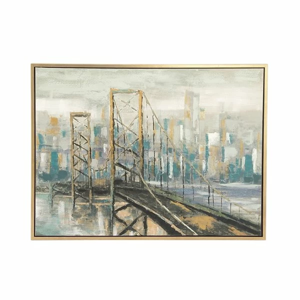 Wholesale ❤️ Grayson Lane Gold Wood Framed 36-in H x 47-in W Cityscape Light Brown Canvas Painting 😀 4 Wholesale ❤️ Grayson Lane Gold Wood Framed 36-in H x 47-in W Cityscape Light Brown Canvas Painting 😀 - Image 4