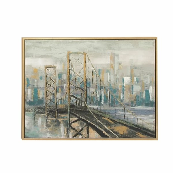 Wholesale ❤️ Grayson Lane Gold Wood Framed 36-in H x 47-in W Cityscape Light Brown Canvas Painting 😀 1 Wholesale ❤️ Grayson Lane Gold Wood Framed 36-in H x 47-in W Cityscape Light Brown Canvas Painting 😀