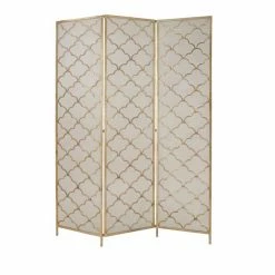 New 😉 Grayson Lane 3-Panel Gold Metal Folding Modern Style Room Divider 🛒