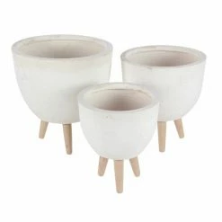 Cheap 🧨 Grayson Lane 15-in x 16-in White Clay Planters - Set of 3 🔥