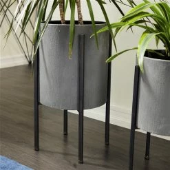 Best Sale 🎁 Grayson Lane 14-in x 23-in Grey Metal Planters - Set of 2 🎁 -GRAYSON LANE Sales 2022 330940659 AlternateImage3 l