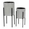 Best Sale 🎁 Grayson Lane 14-in x 23-in Grey Metal Planters - Set of 2 🎁