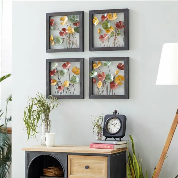 Outlet ๐งจ Grayson Lane 14-in x 14-in Multicoloured Metal Traditional Floral Wall Decor - Set of 4 โ๏ธ 2 Outlet ๐งจ Grayson Lane 14-in x 14-in Multicoloured Metal Traditional Floral Wall Decor - Set of 4 โ๏ธ - Image 2