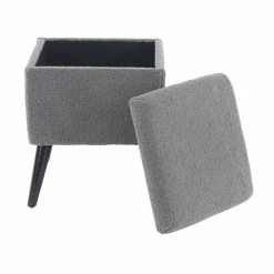 Best Pirce 👍 Grayson Lane Modern Grey Fur/Wood Square Integrated Storage Ottoman ✨ -GRAYSON LANE Sales 2022 330940670 AlternateImage5 l