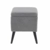 Best Pirce 👍 Grayson Lane Modern Grey Fur/Wood Square Integrated Storage Ottoman ✨
