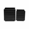 Budget ❤️ Grayson Lane 13.40-in x 14.10-in Black Metal Planters - Set of 2 💯